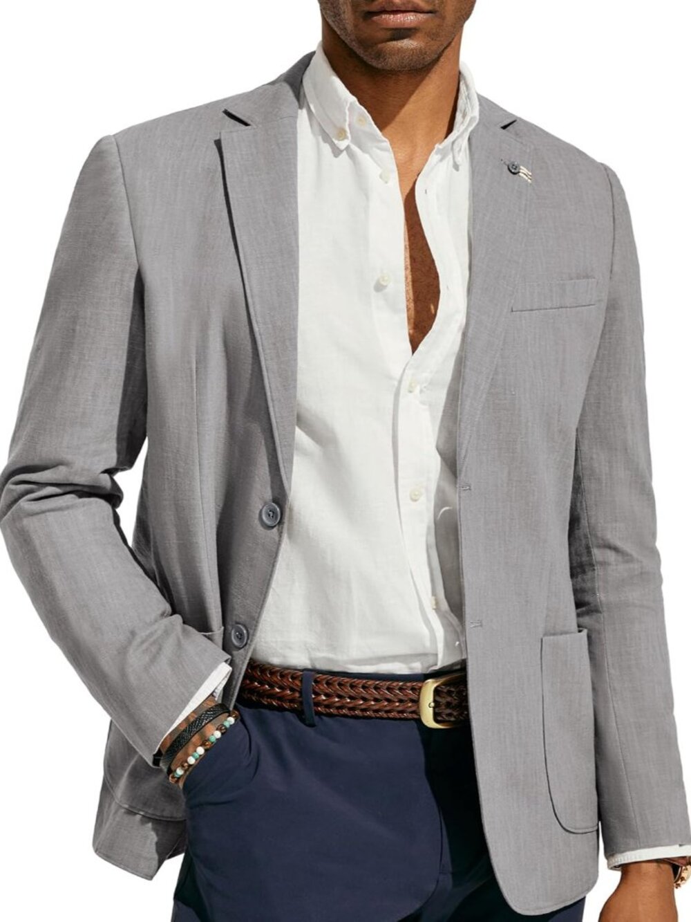 Mens Casual Blazer Lightweight Linen Unlined Sport Coat